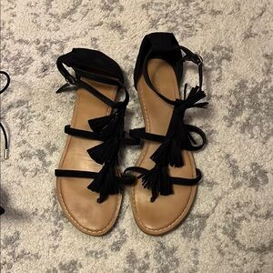 Old Navy Black Tassel Sandals